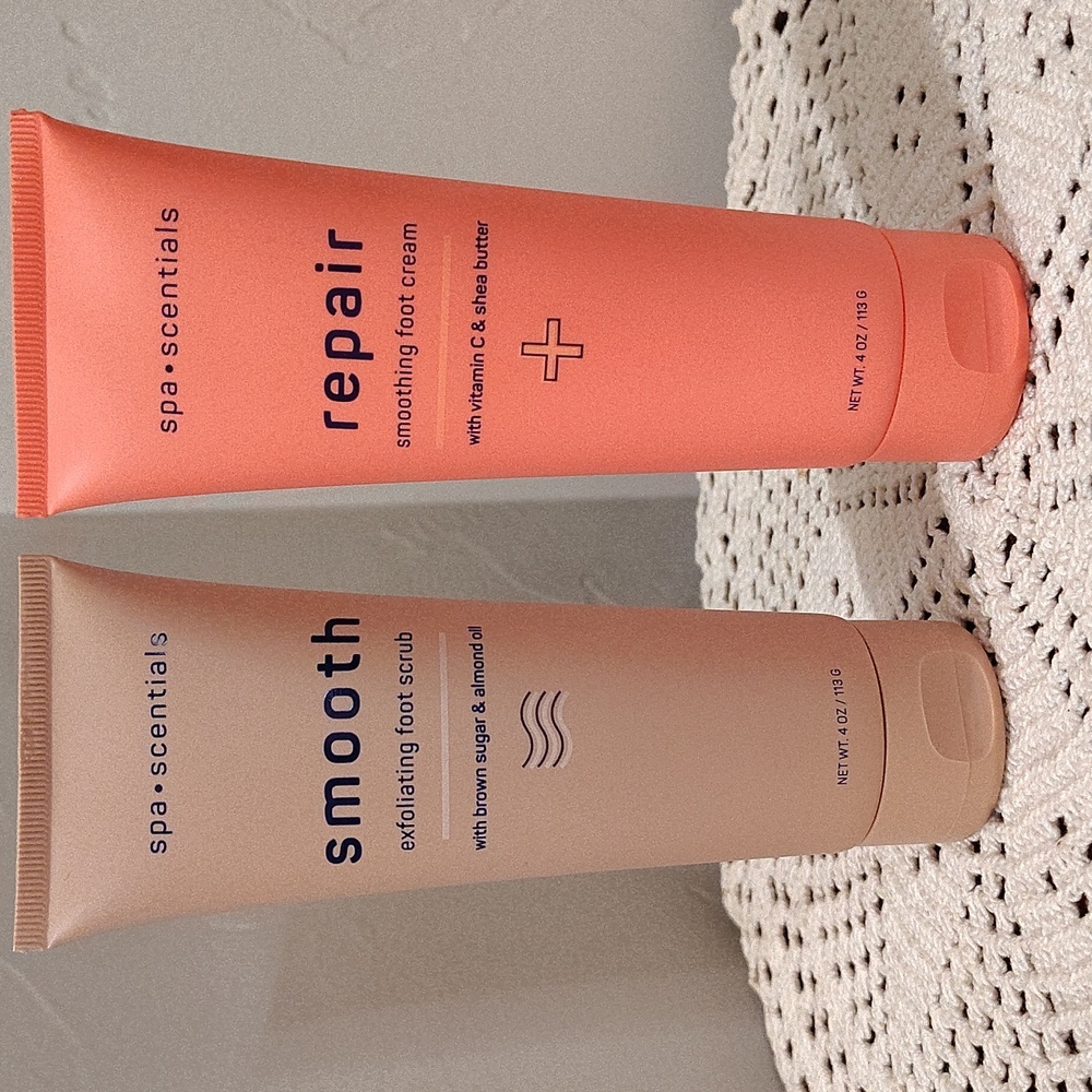 Spa Scentials Foot Care Set - Repair Cream & Smooth Foot Scrub NEW SEALED